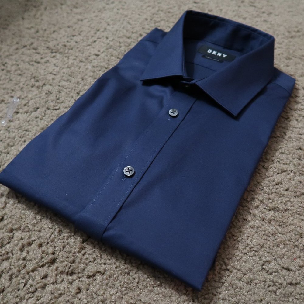 DKNY men's night blue dress shirt Large